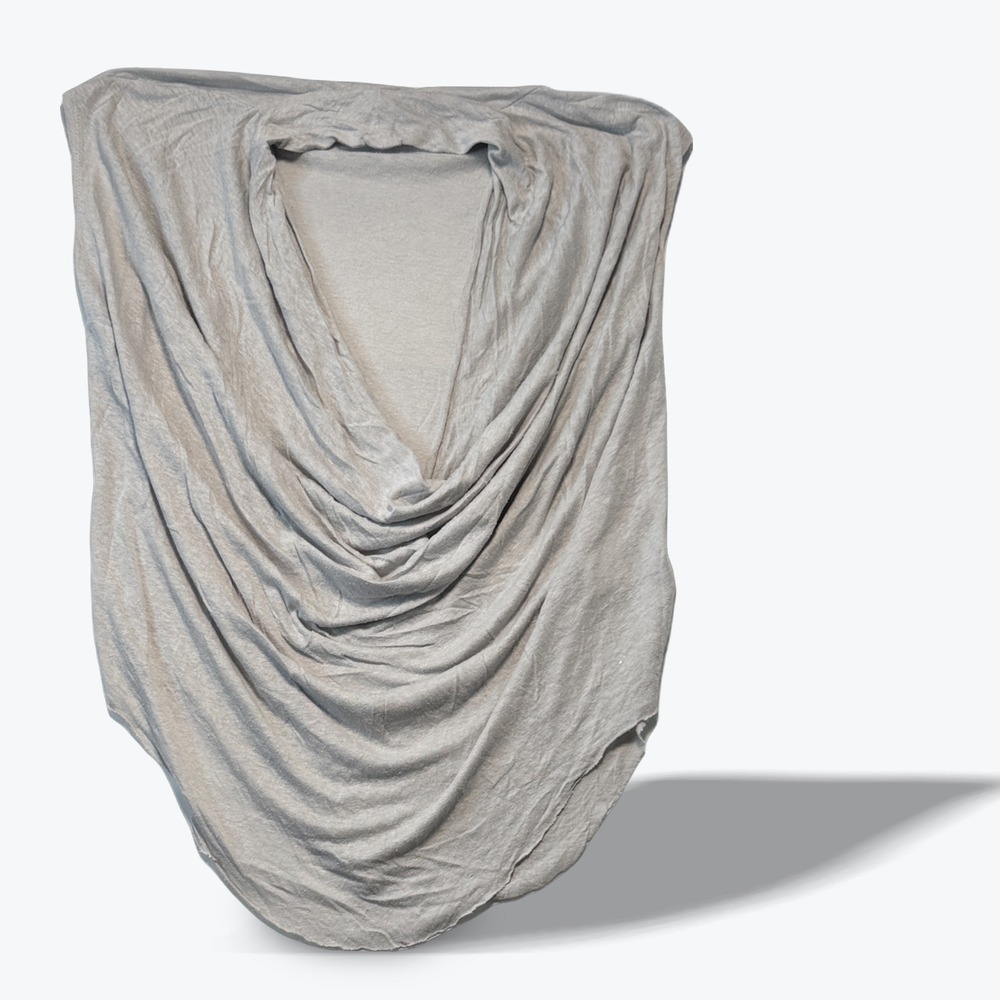 Helmut Lang Top Distortion Draped Cowl Neck Asymmetrical Gray Silk Womens Small